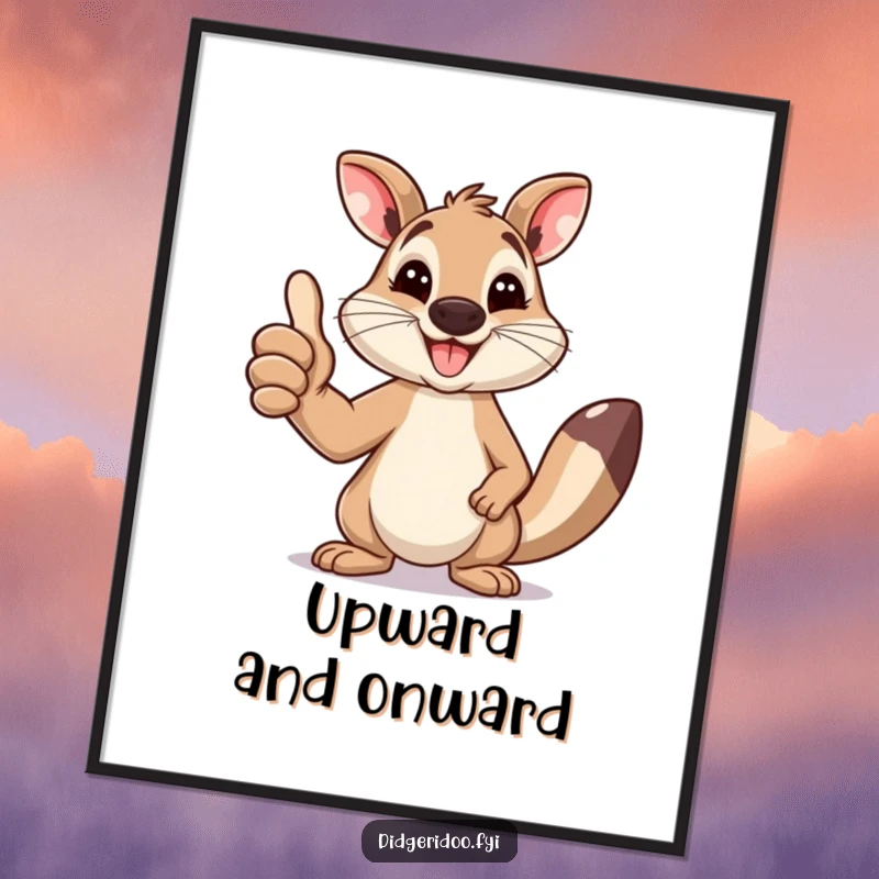 Funny Wallaby Digital Art: A happy wallaby gives a big thumbs up with a wide smile, a vibrant and cheerful illustration.