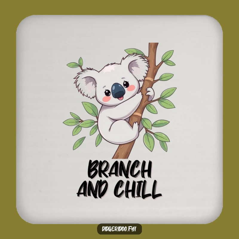Funny Koala Eucalyptus Drink Coaster: Content Critter Table Protector Gift