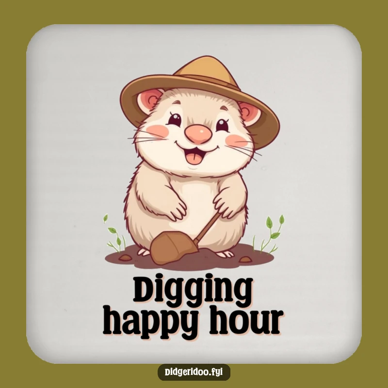 Funny Cheerful Wombat Gardening Coaster - Happy Surface Protector Gift