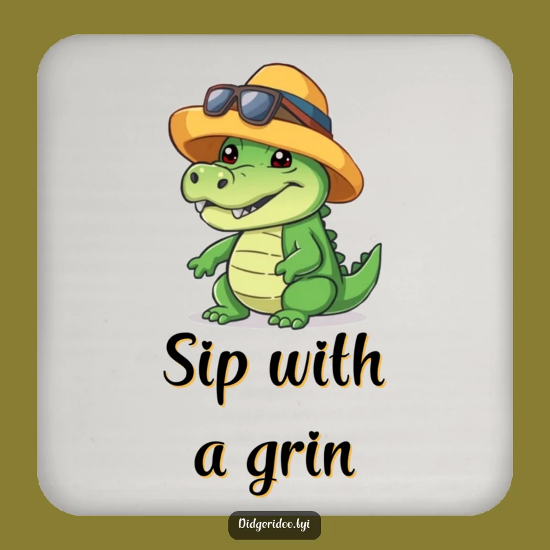 Funny Crocodile Coasters: Cool Hat Grin, Table Protection, Charming Funny Gift!