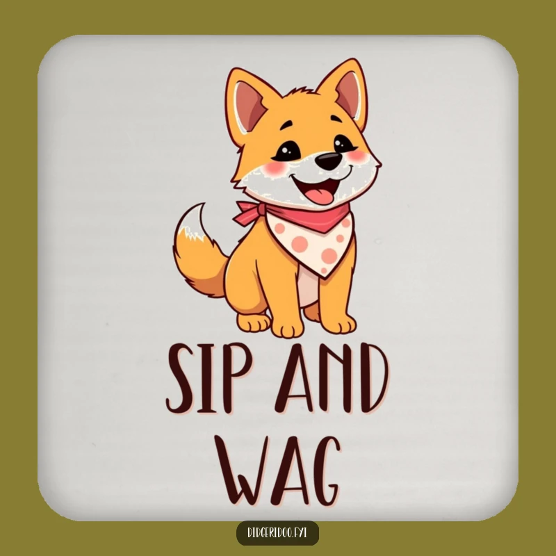 Funny Dingo Coaster - Bandana Pup Drink Protection Gift