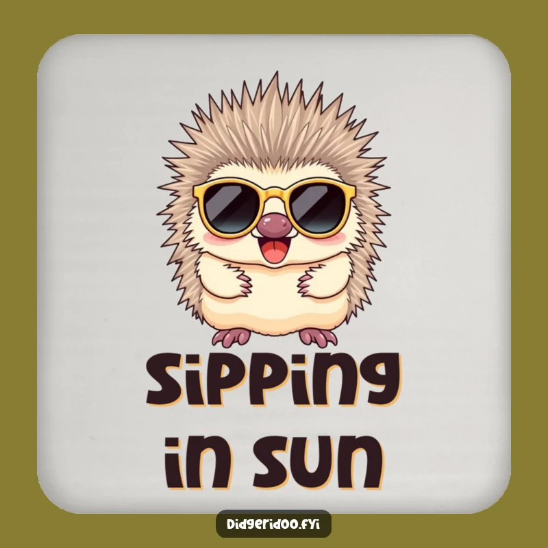 Funny Echidna Sunglasses Coaster: Protect Surfaces Coolly, Hilarious Aussie Art, Perfect Funny Gift!