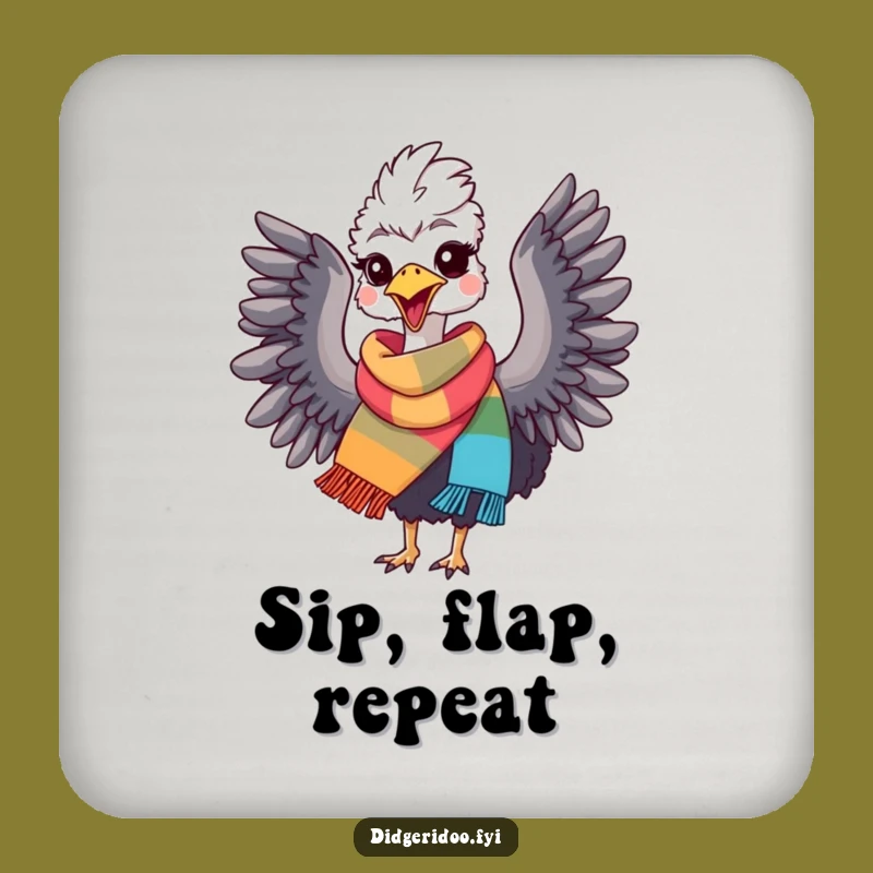 Funny Emu Delight Coaster: Protect Surfaces with Bird Joy, Hilarious Gift