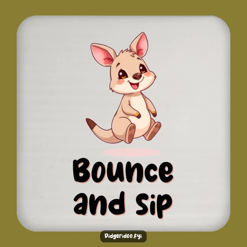 Funny Kangaroo Cub Drink Coaster: Playful Bouncing Table Protector Gift