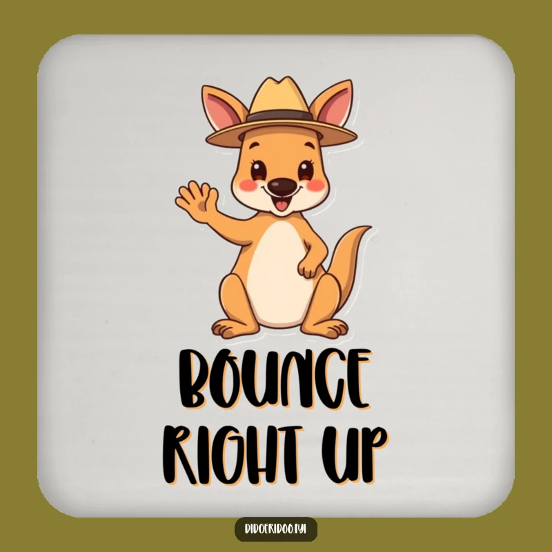 Funny Kangaroo Drink Coaster: Happy Waving Aussie, Protect Surfaces with Humor