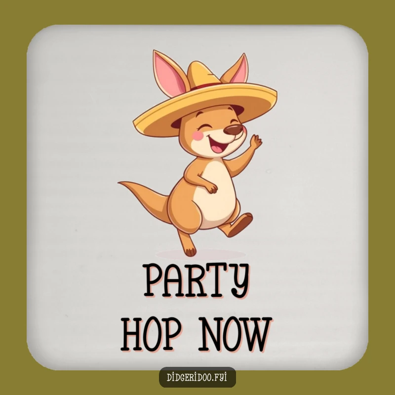 Funny Kangaroo Sombrero Coaster: Joyful Bouncing Drinks, Unique Gift