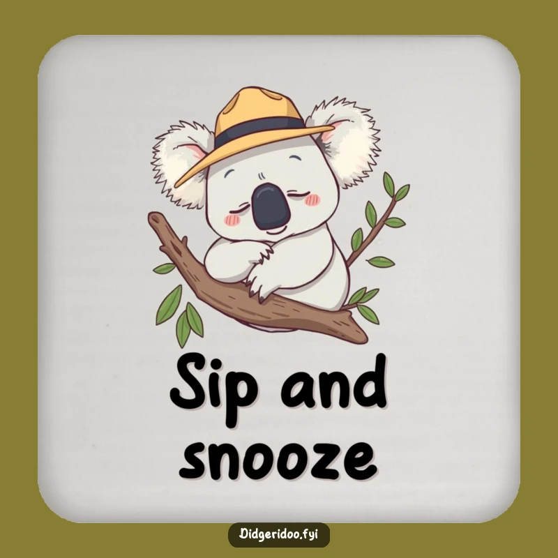 Funny Koala Akubra Hat Coaster - Protect Surfaces with Sleepy Charm, Ideal Gift