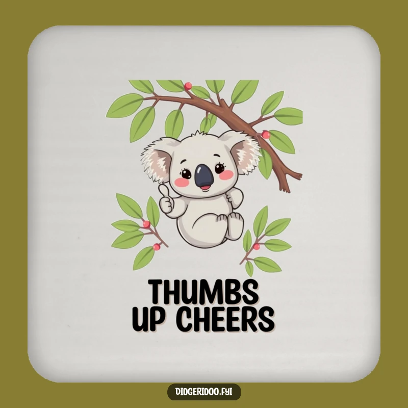 Funny Koala Thumbs Up Coaster: Cute Drinks Approval, Unique Gift