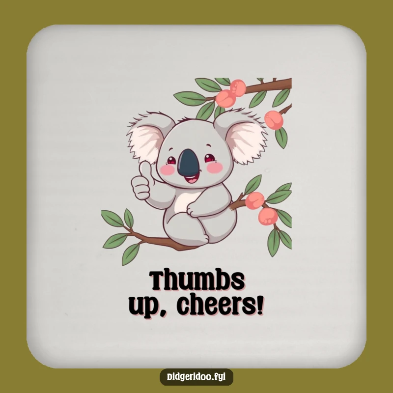 Funny Koala Thumbs Up Coaster: Jovial Aussie Character Drink Protector
