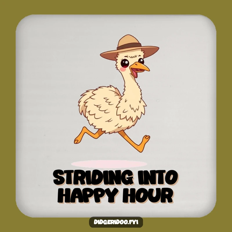 Funny Smiling Emu Running Coaster - Long Strides Surface Protector Gift