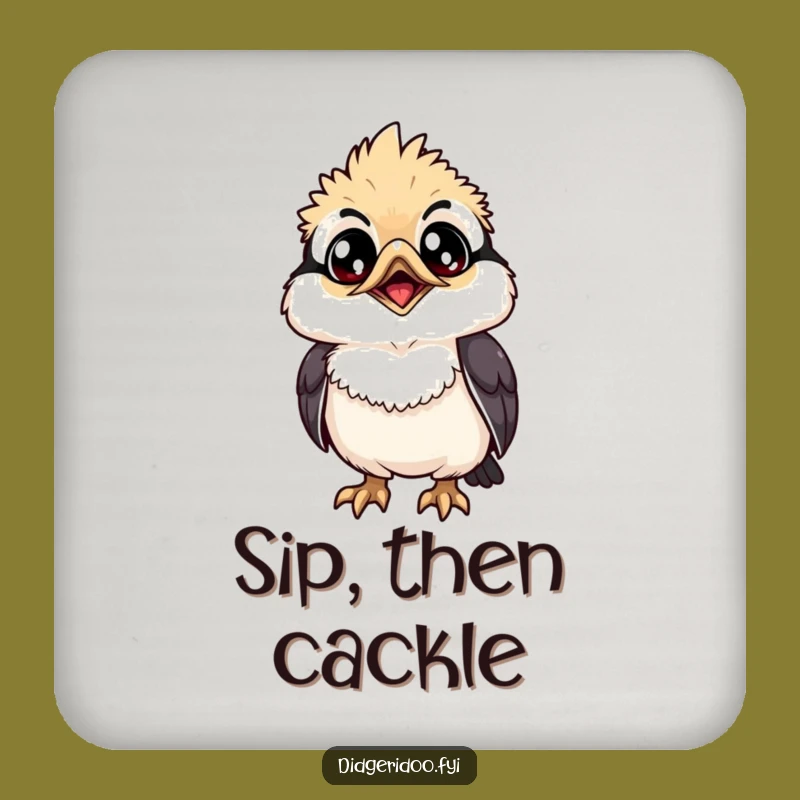 Funny Kookaburra Drink Coaster: Grinning Bird, Protect Surfaces with Humor
