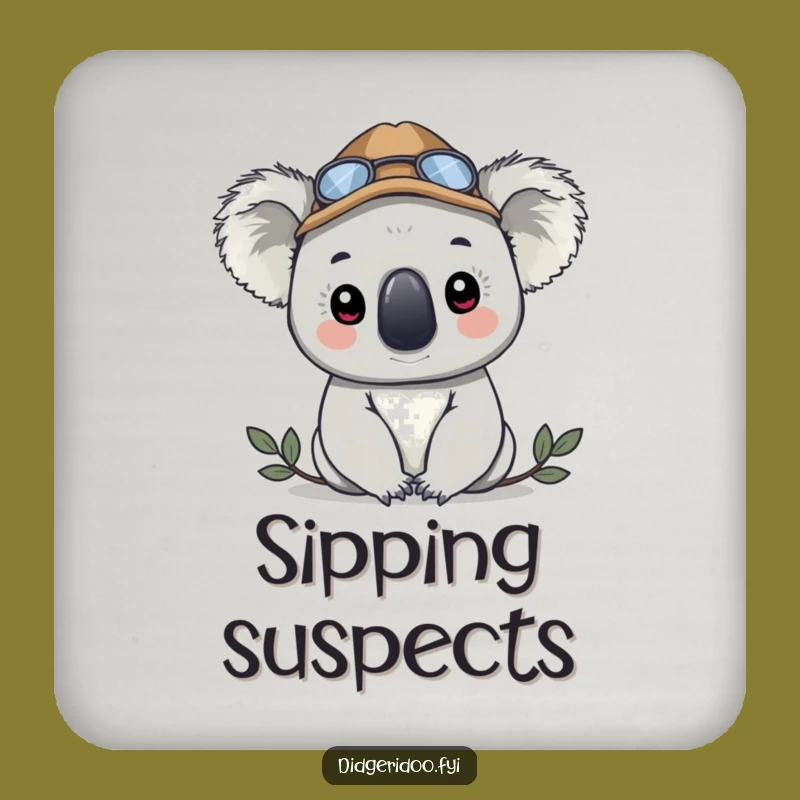 Funny Koala Detective Coaster - Protect Surfaces with Sleuth Style