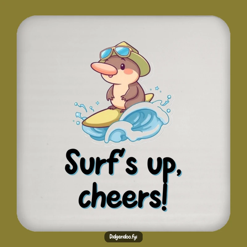 Funny Platypus Surfer Coaster: Protect Surfaces, Hilarious Aussie Art, Perfect Funny Gift Set!