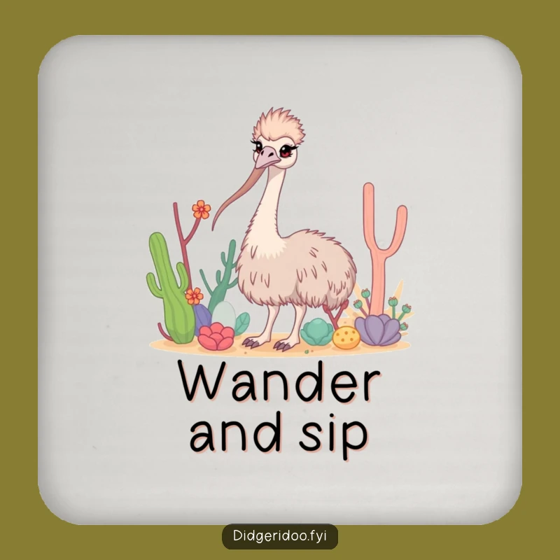 Funny Emu Desert Drink Coaster: Curious Table Protection Gift