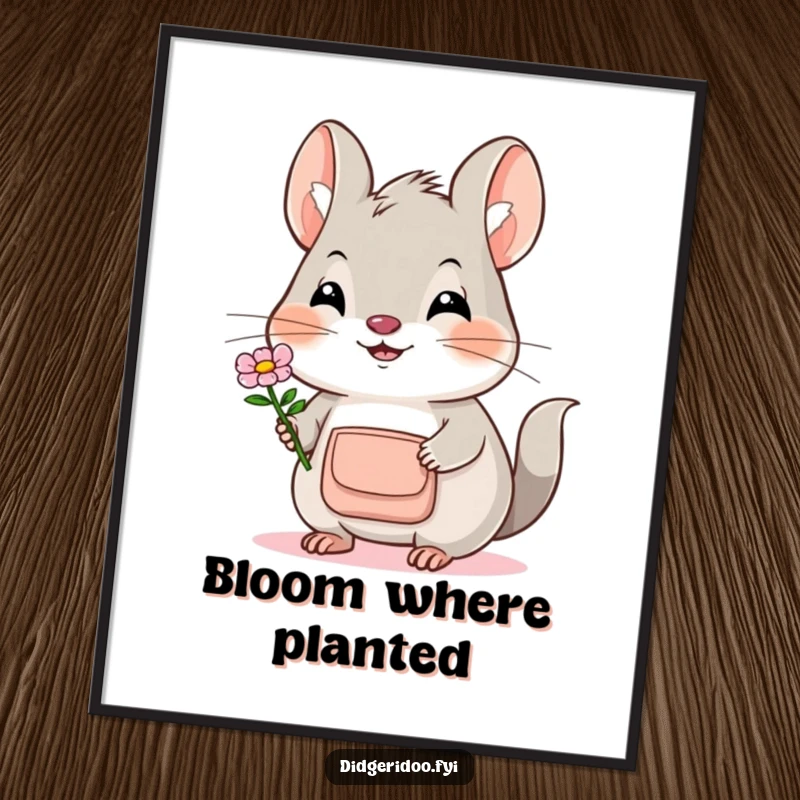 Funny Bilby Poster: A smiling bilby with a pouch offers a flower, bringing sweet charm and a humorous vibe.
