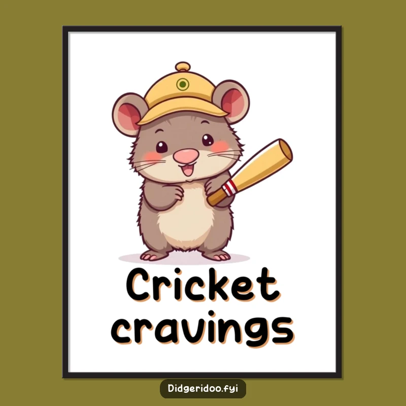 Funny Wombat Cricket Poster - Sporty Wall Art, Enthusiastic Player Decor, Perfect Funny Gift!