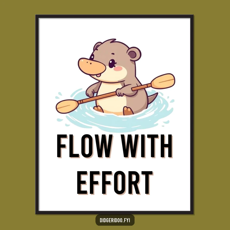 Funny Platypus Paddling Poster: Energetic Aussie Art for Your Walls