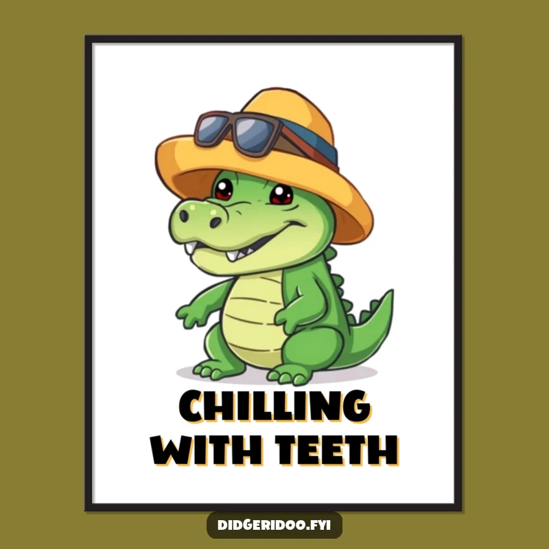 Funny Crocodile Poster: Cool Hat Grin, Chic Decor, Fantastic Funny Gift!