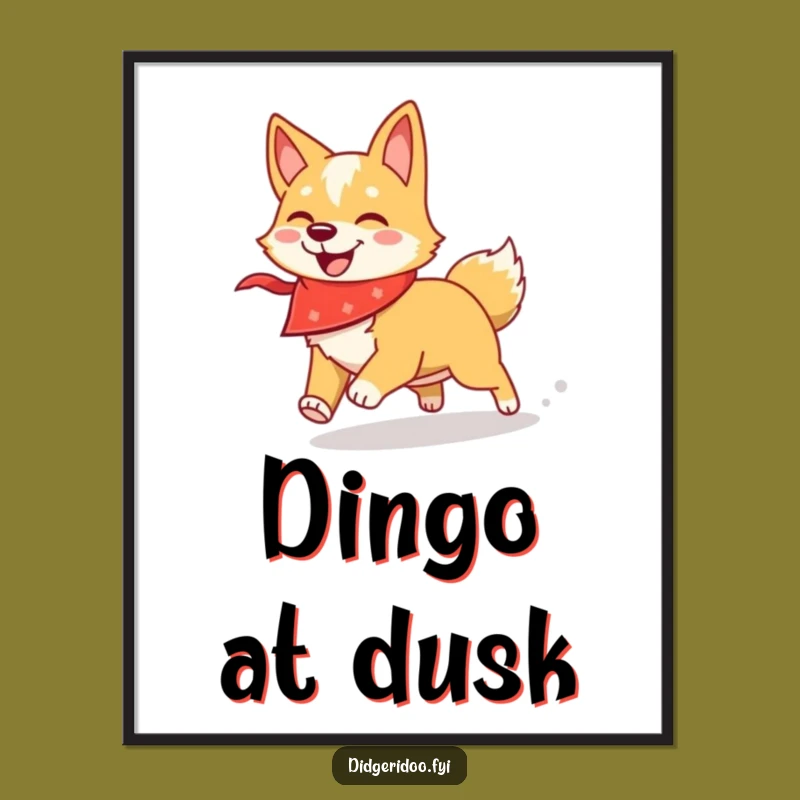 Funny Dingo Bandana Poster: Playful Pup Art Print Gift
