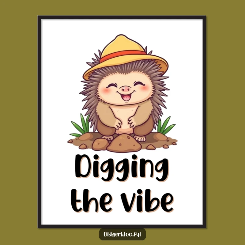 Funny Echidna Digging Poster - Cheerful Wall Art, Sunny Garden Decor, Perfect Funny Gift!