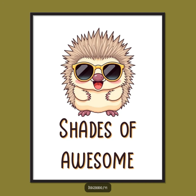 Funny Echidna Sunglasses Poster: Wall Art with Cool Vibes, Hilarious Aussie Decor, Funny Gift!