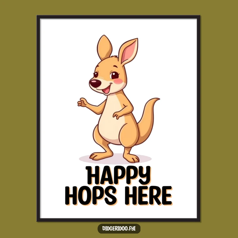 Funny Kangaroo Jig Poster - Smiling Character Art for Lively Walls