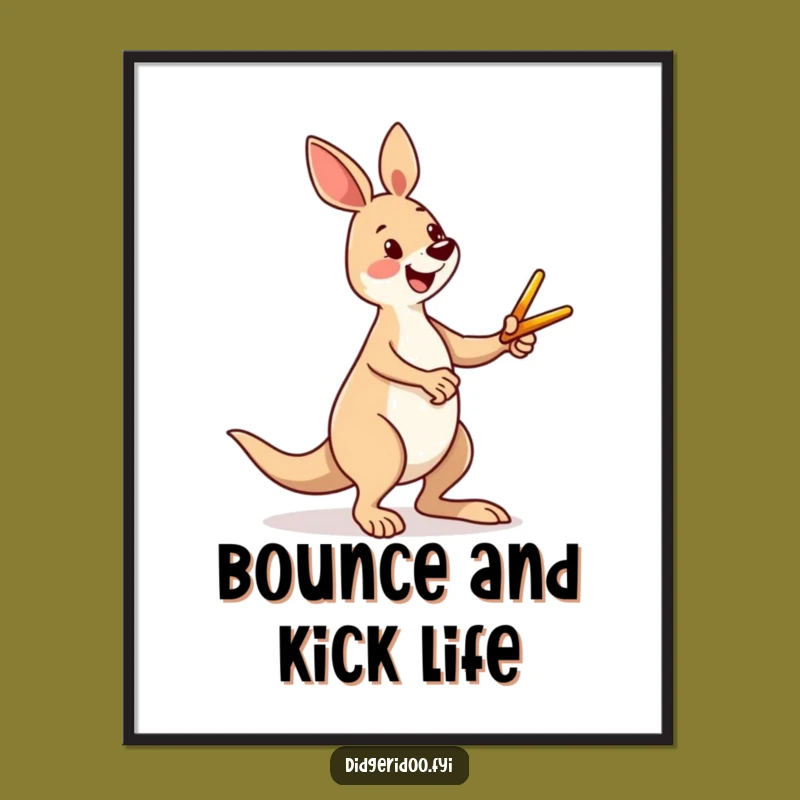 Funny Kangaroo Kicking Boomerang Poster: Vibrant Aussie Humor for Wall Art
