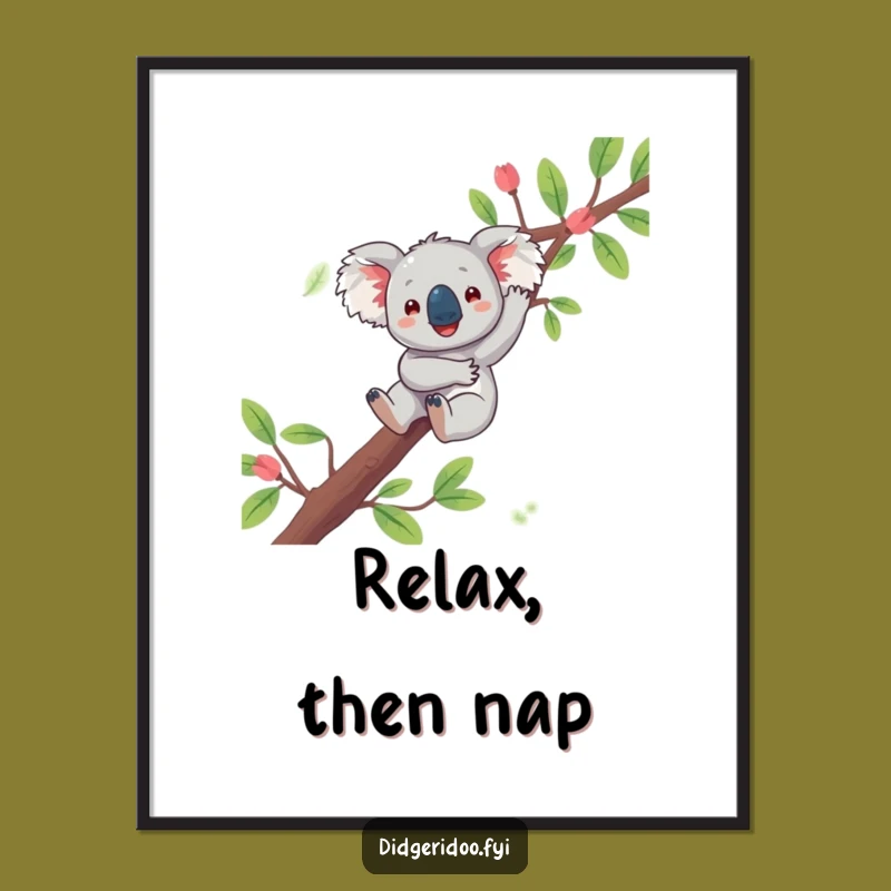 Funny Koala Dangling Poster: Charming Eucalyptus Art for a Relaxed Space