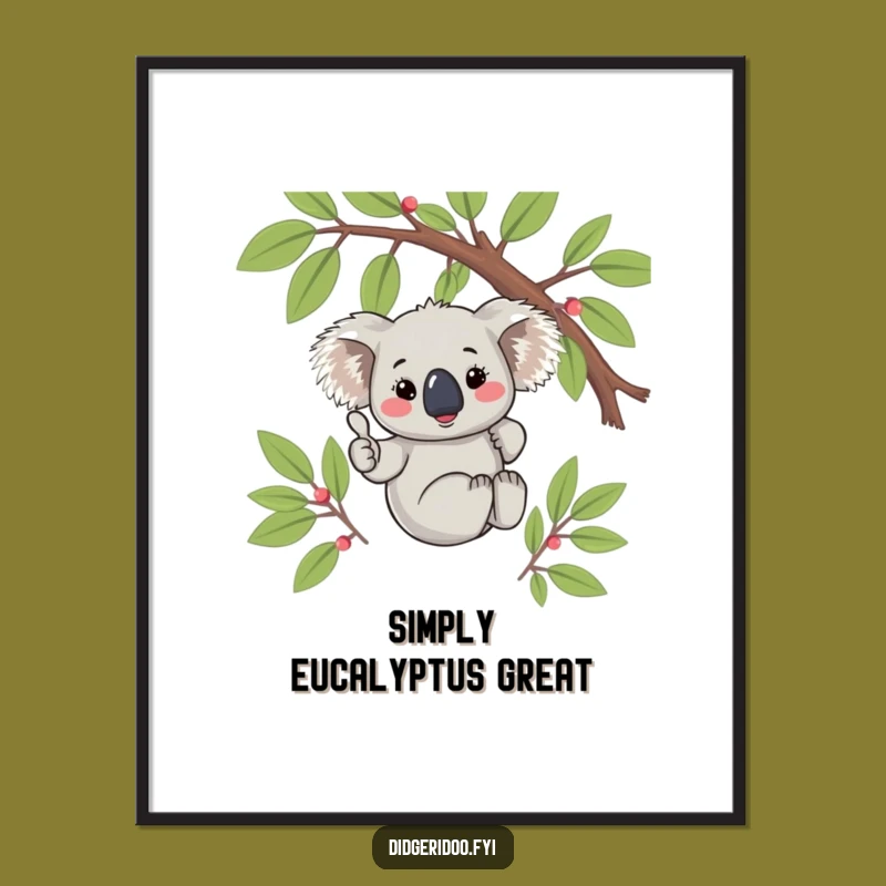 Funny Koala Thumbs Up Poster: Shy Aussie Art, Unique Gift