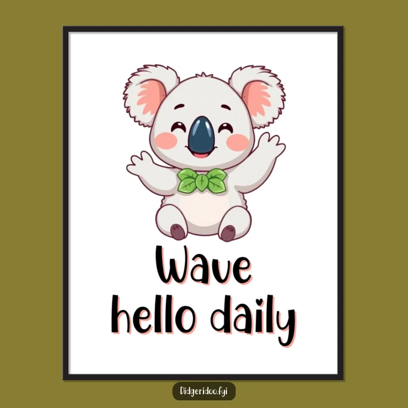 Funny Koala Wave Poster: Eucalyptus Bow Tie Art, Hilarious Wall Decor Gift