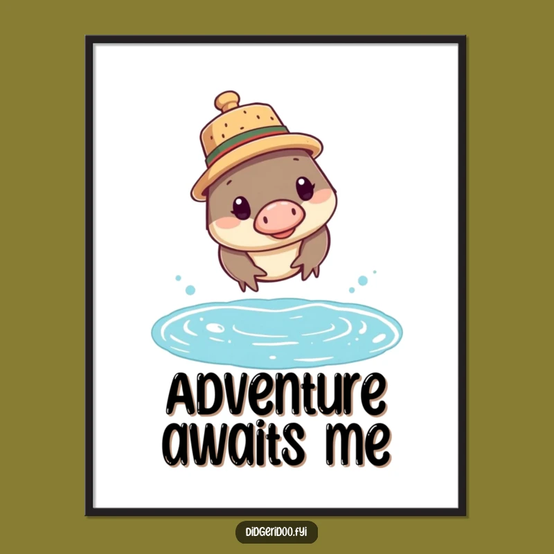 Funny Platypus Cork Hat Poster: Quirky Art for Your Adventurous Space