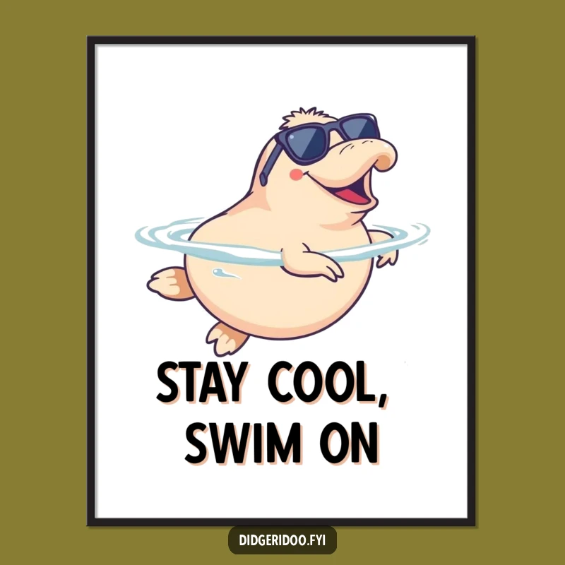 Funny Platypus Swim Poster: Bring Hilarious Aquatic Coolness to Your Walls