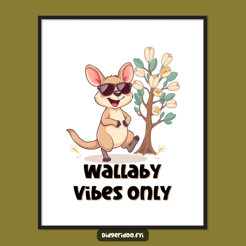 Funny Wallaby Sunglasses Poster: Joyful Aussie Art Print Gift for Walls
