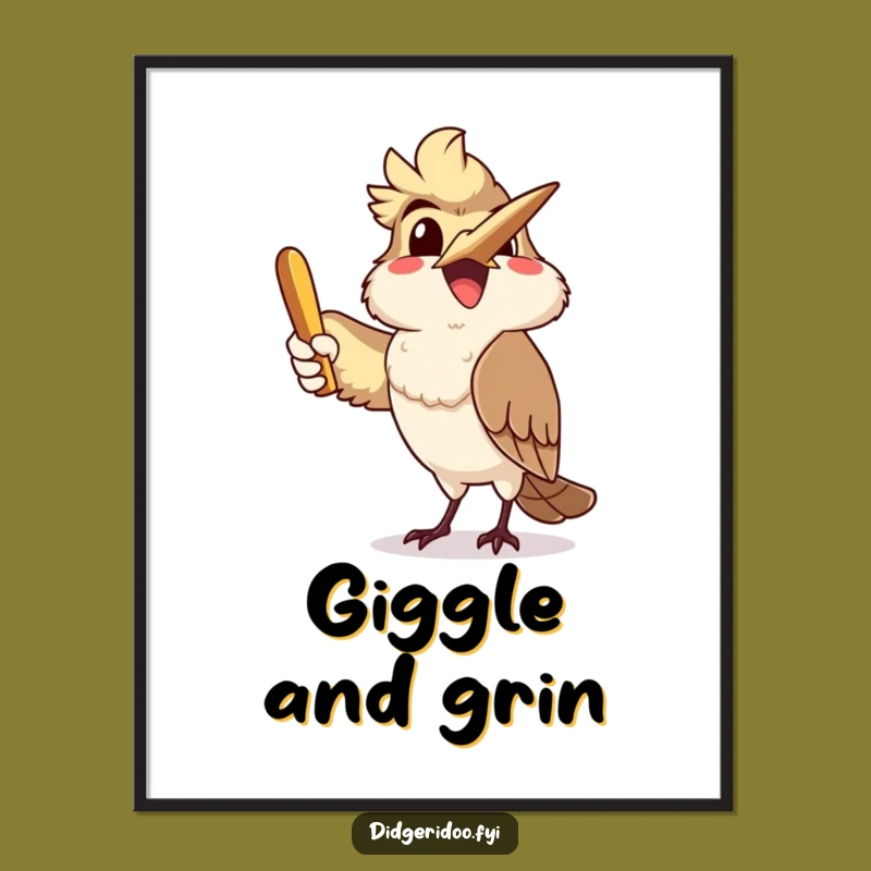 Funny Kookaburra Boomerang Poster: Delighted Aussie Character Wall Art