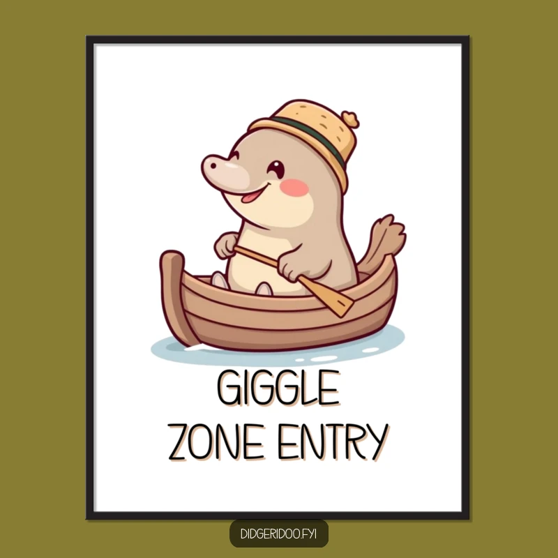 Funny Platypus Boat Poster: Cork Hat Paddler Art, Hilarious Wall Decor Gift