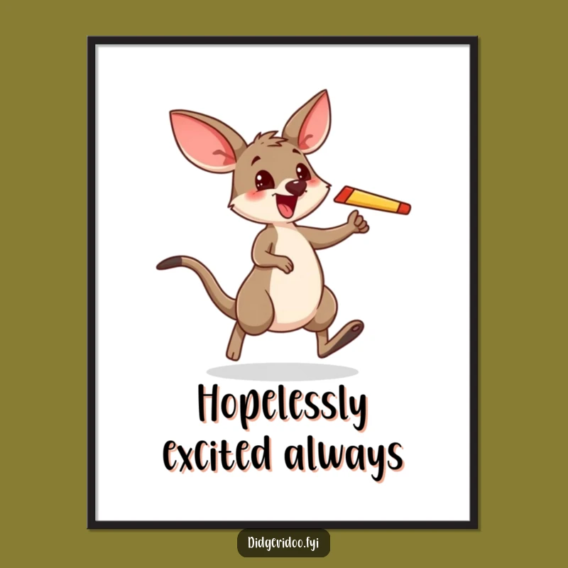 Funny Wallaby Boomerang Hop Poster: Vibrant Wall Art for Humorous Vibes