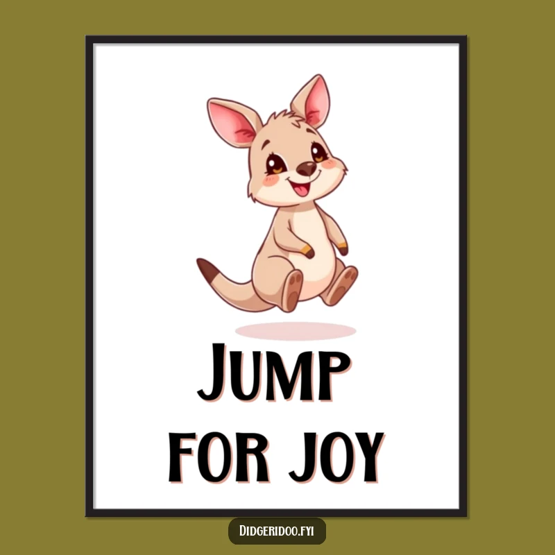 Funny Kangaroo Cub Poster: Vibrant Bouncing Baby Animal Wall Art Gift