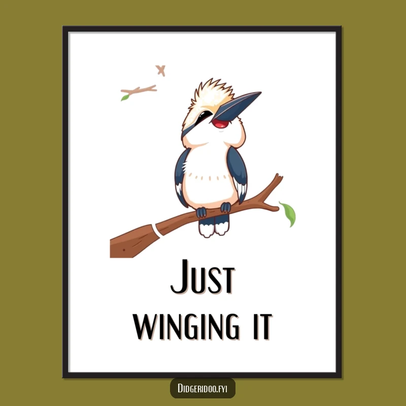 Funny Laughing Kookaburra Poster: Aussie Art Print, Unique Gift