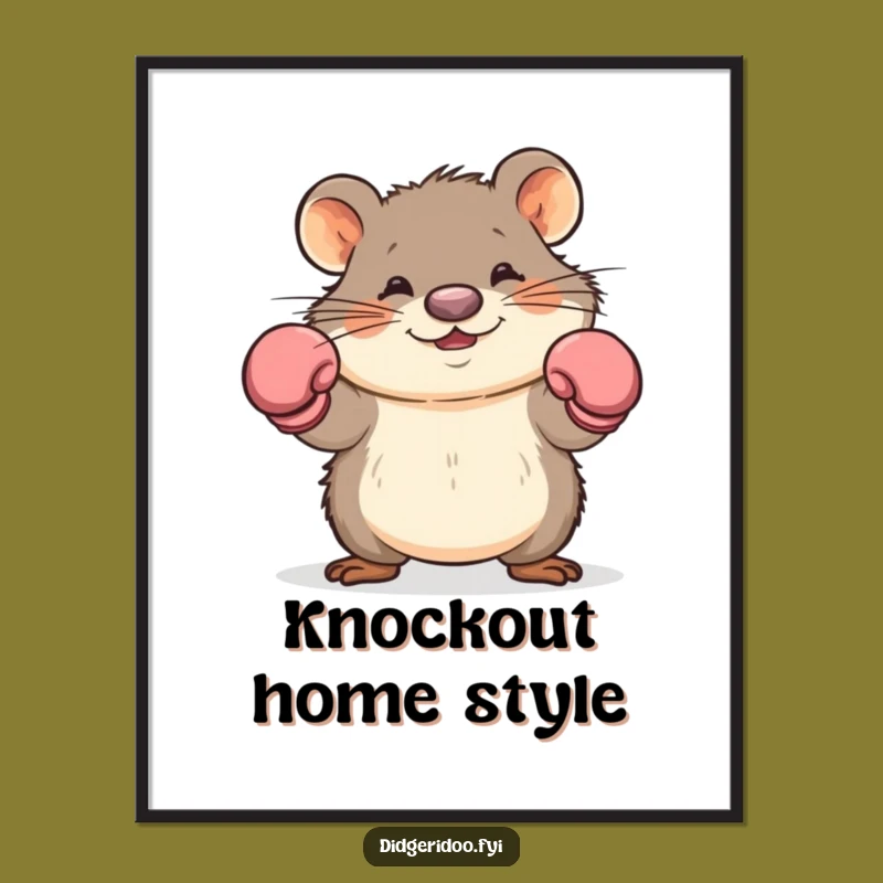 Funny Wombat Boxer Poster: Hilarious Dodging Art Print Gift
