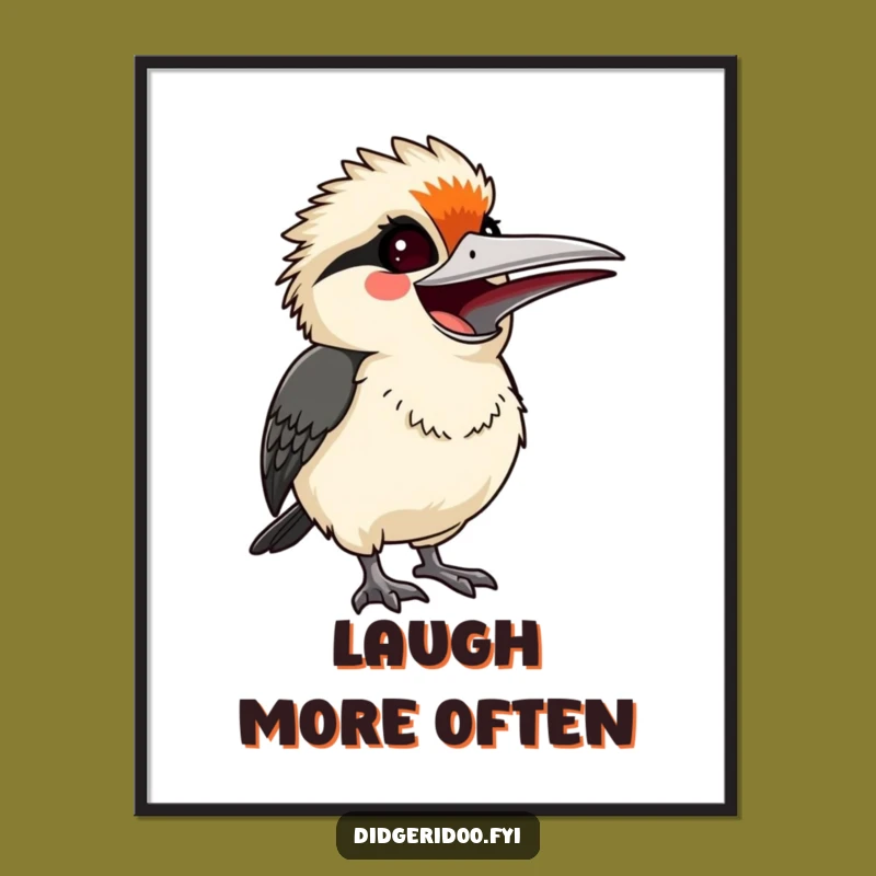 Funny Kookaburra Laugh Poster: Startled Bird Art, Hilarious Wall Decor Gift