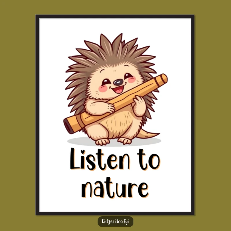 Funny Echidna Didgeridoo Poster - Playful Wildlife Art for Cheerful Walls