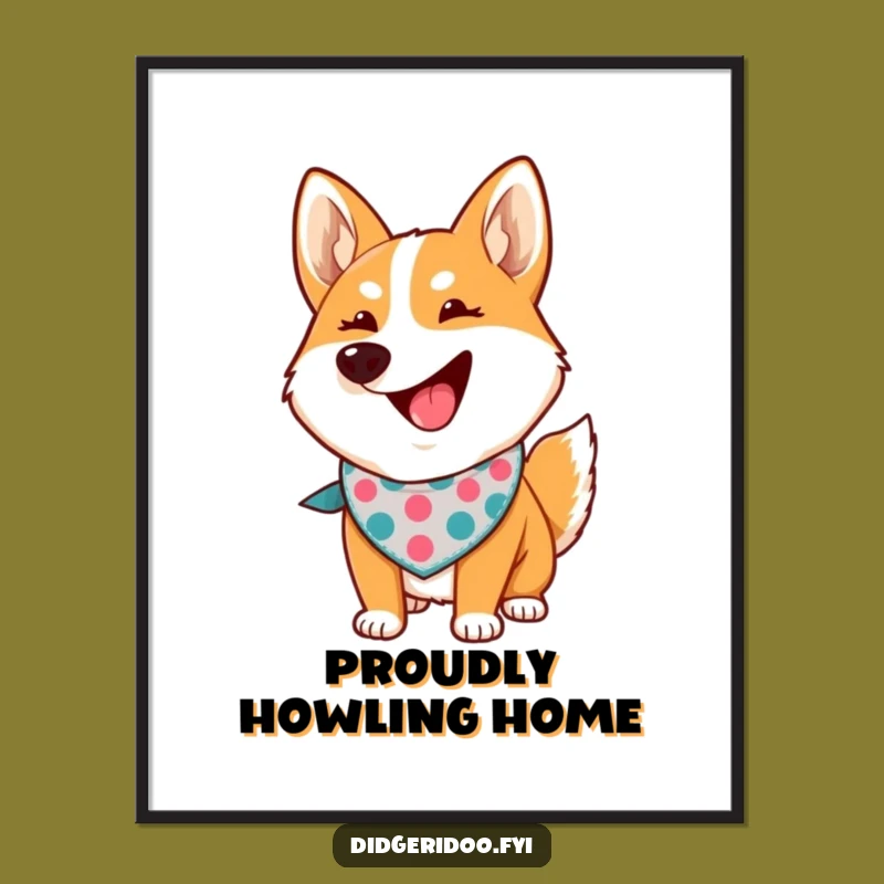 Funny Dingo Howling Poster: Proud Bandana Art Gift