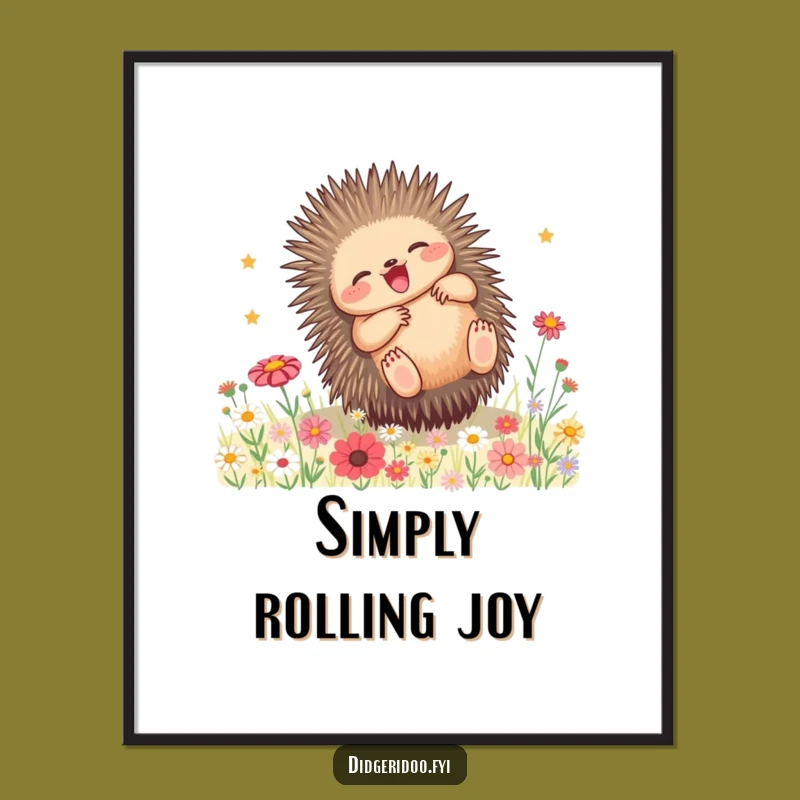 Funny Echidna Wildflower Poster: Playful Nature Art, Unique Gift