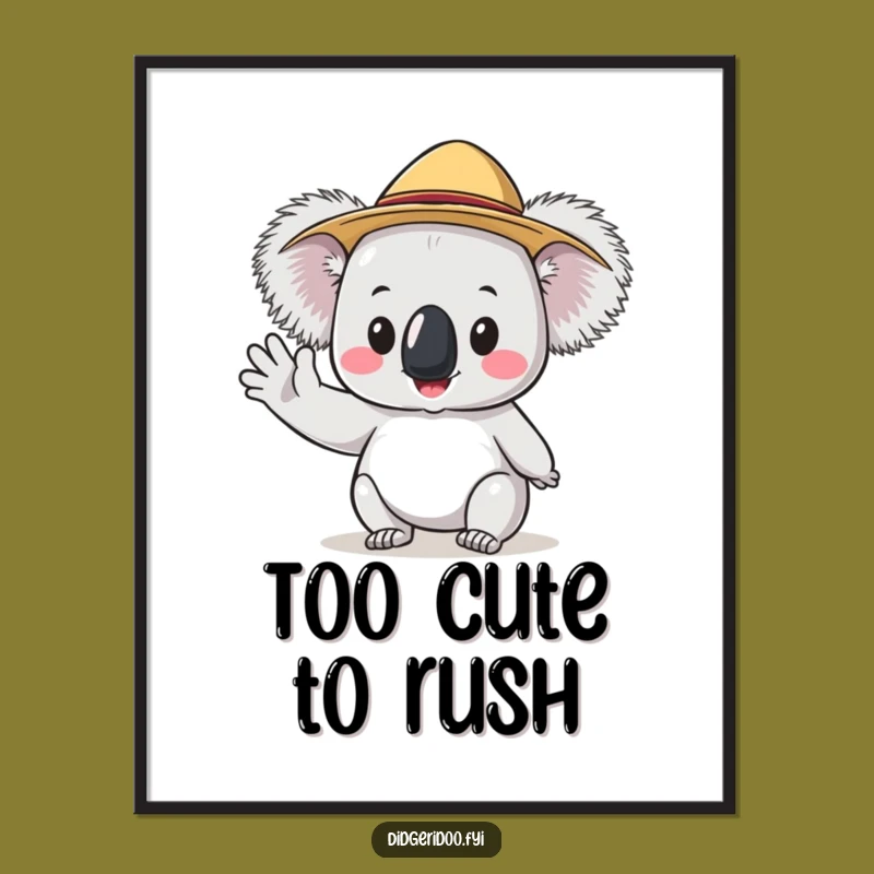 Funny Koala Akubra Wave Poster: Bring Hilarious Aussie Charm to Your Walls