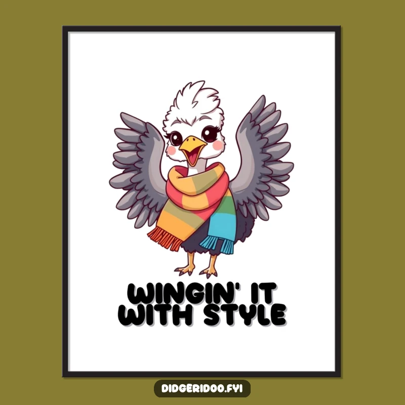 Funny Emu Delight Poster: Joyful Bird Art, Hilarious Wall Decor & Gift