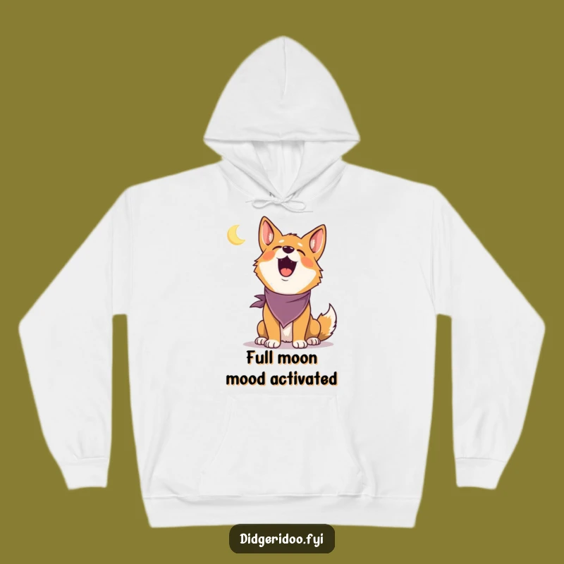Funny Dingo Howling Hoodie: Cozy hoodie with a delighted dingo bandana howling at moon, a great funny gift.