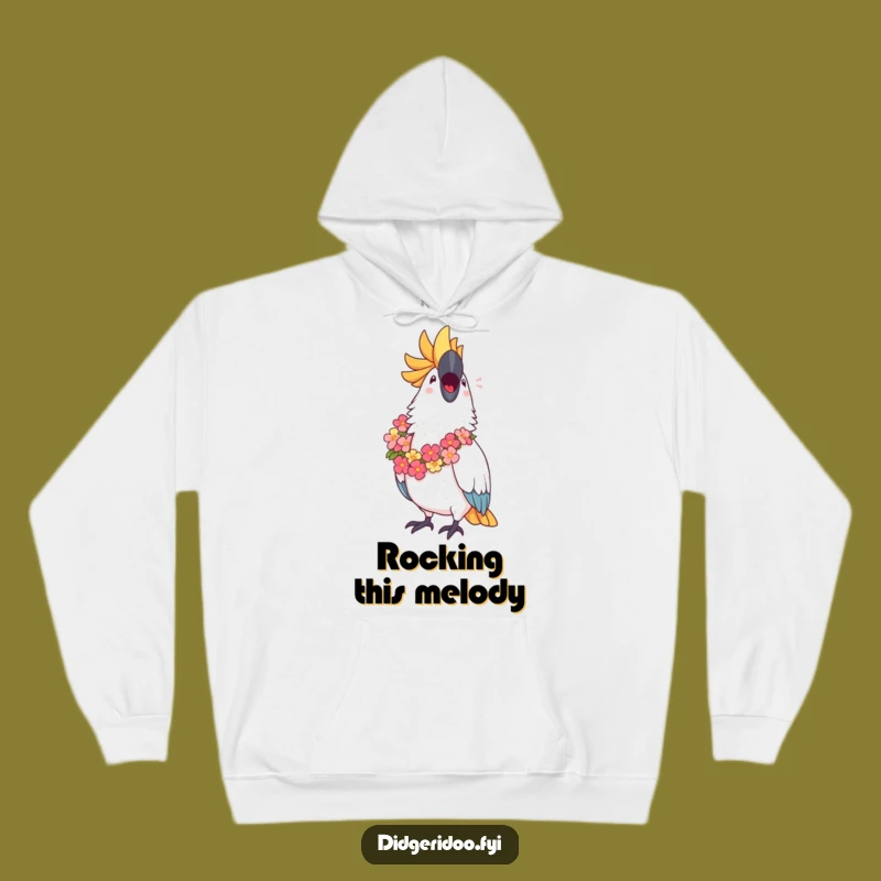 Funny Cockatoo Lei Hoodie: Stay Cozy and Tropical with this Joyful Bird Design