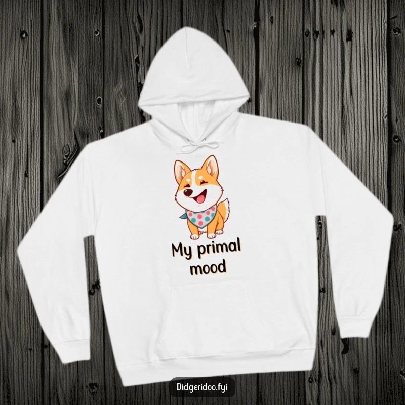 Funny dingo howling hoodie featuring a proud cartoon dingo wearing a bandana, a warm and humorous clothing gift.