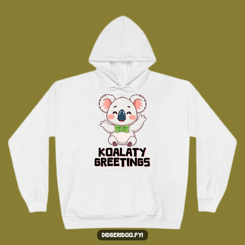 Funny Koala Eucalyptus Hoodie: Cheerful Wave Comfort, Hilarious Animal Cozy Gift