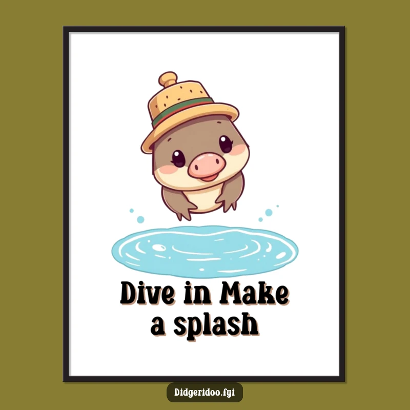Free Printable Platypus Cork Hat Wall Art - Quirky Aussie Dive Decor